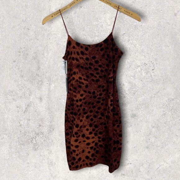 NWT Aritzia Wilfred Free Tiny Brown Black Dress Size Small Stretch Cheetah Print - Picture 5 of 11